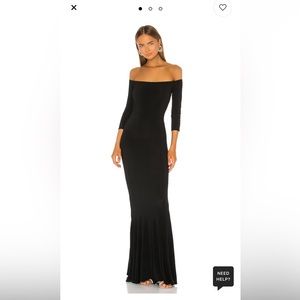 Off the Shoulder Fishtail Gown in Black-Norma Kamali